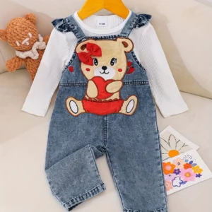 Conjunto Overol Osita Corazón
