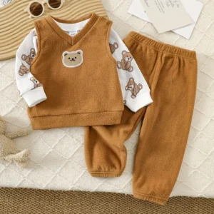 CONJUNTO 3 PIEZAS  CHOCOLATE OSO 18-24