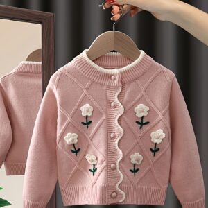 CARDIGAN PINK FLORES 3-4