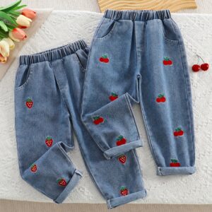 DUO DE PANTALONES JEANS CEREZA Y FRESA 5-6